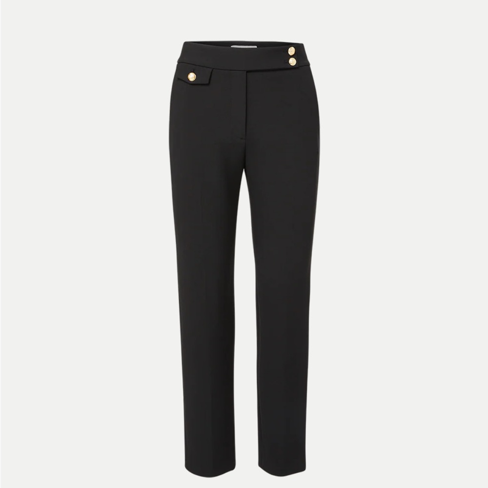 Veronica Beard Renzo Slim-Leg Pant 8 black/gold buttons